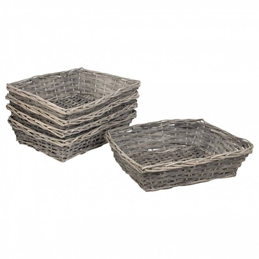 Woodluv 5 x Wicker Gift Hamper Basket For Storage & Display, Grey