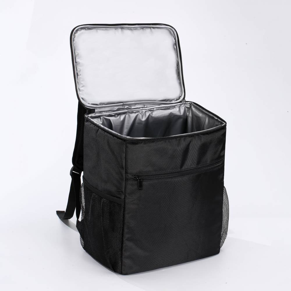 Woodluv Black Outdoor Cooler Unisex Backpack with PEVA Lining