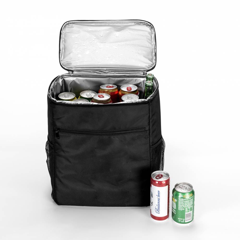 Woodluv Black Outdoor Cooler Unisex Backpack with PEVA Lining
