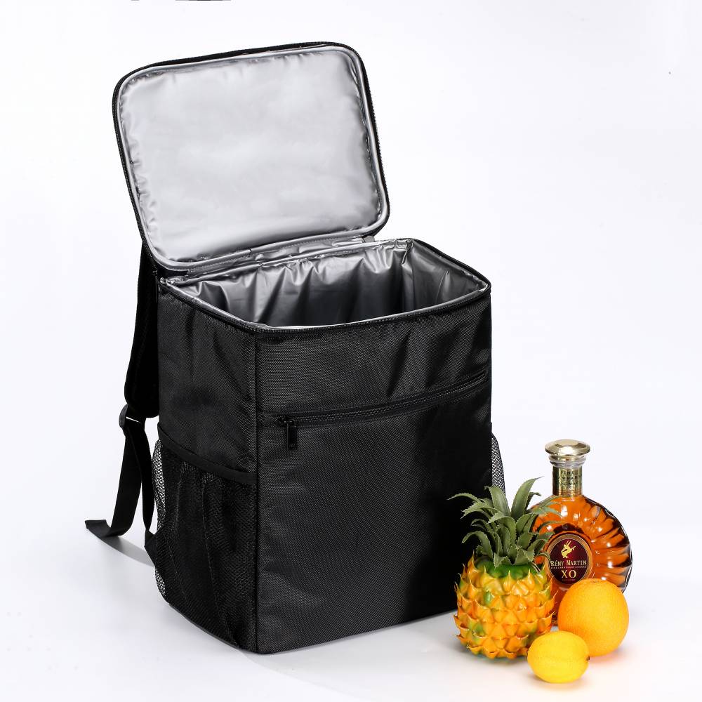 Woodluv Black Outdoor Cooler Unisex Backpack with PEVA Lining