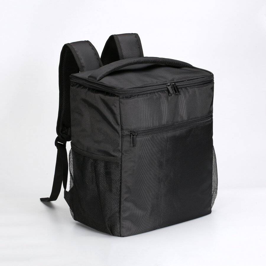 Woodluv Black Outdoor Cooler Unisex Backpack with PEVA Lining