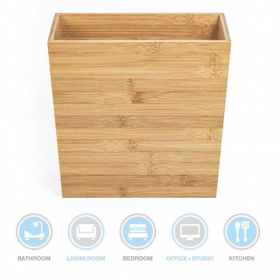 Woodluv Slimline Range Bamboo Wood Rubbish Waste Paper Bin