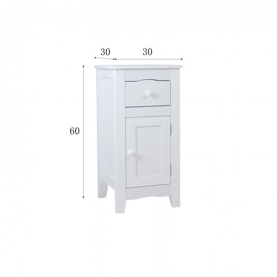 Woodluv Slimline Range Bedside Table Cabinet - White