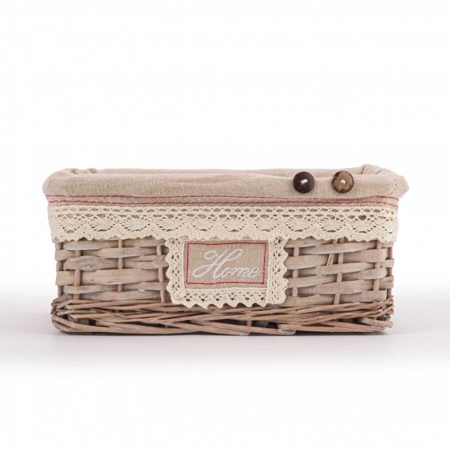 Woodluv Small Handwoven Wicker Storage Basket With Liner, Natural