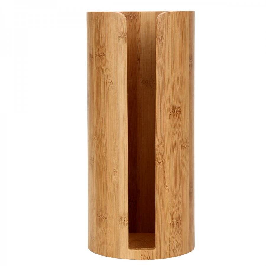 Woodluv Space Saving Bamboo Wood Toilet RollHolder Unit