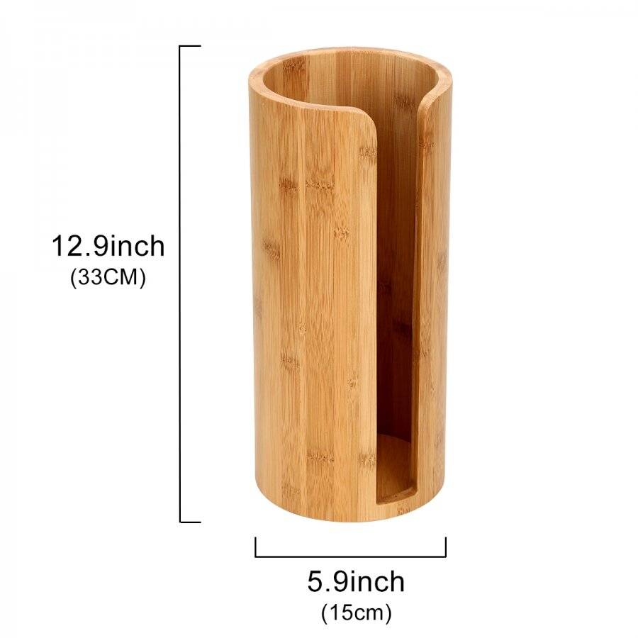 Woodluv Space Saving Bamboo Wood Toilet RollHolder Unit