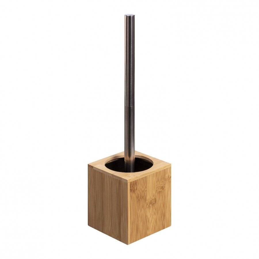 Woodluv Square Bamboo Toilet Brush With Brush Holder - Natural