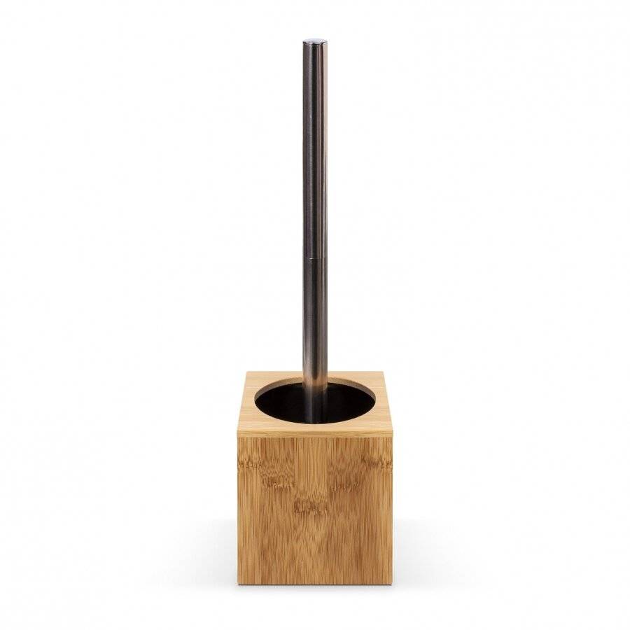 Woodluv Square Bamboo Toilet Brush With Brush Holder - Natural