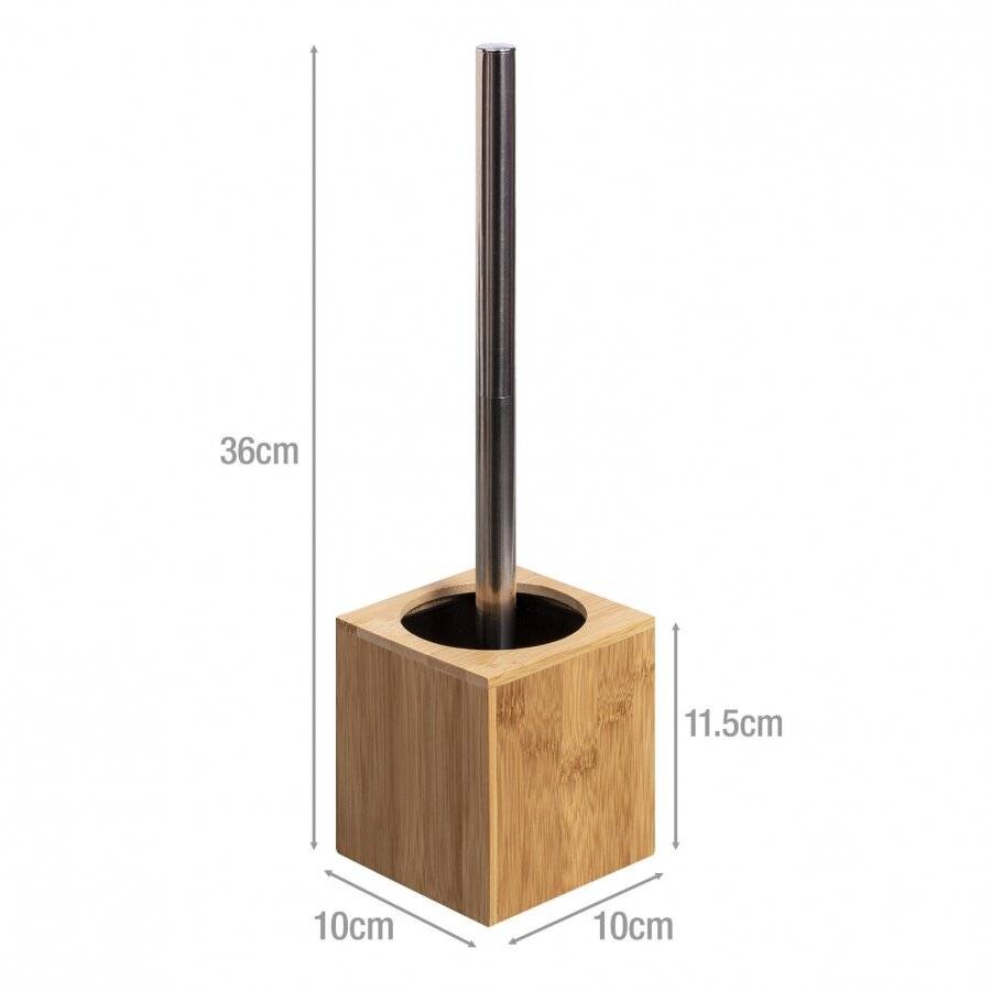 Woodluv Square Bamboo Toilet Brush With Brush Holder - Natural