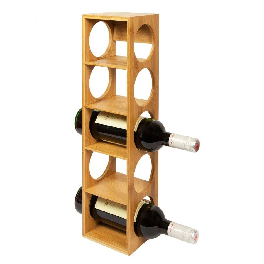 Woodluv Stackable Natural Bamboo Wood Wine Holder Unit