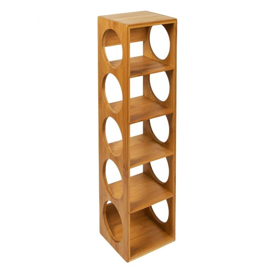 Woodluv Stackable Natural Bamboo Wood Wine Holder Unit
