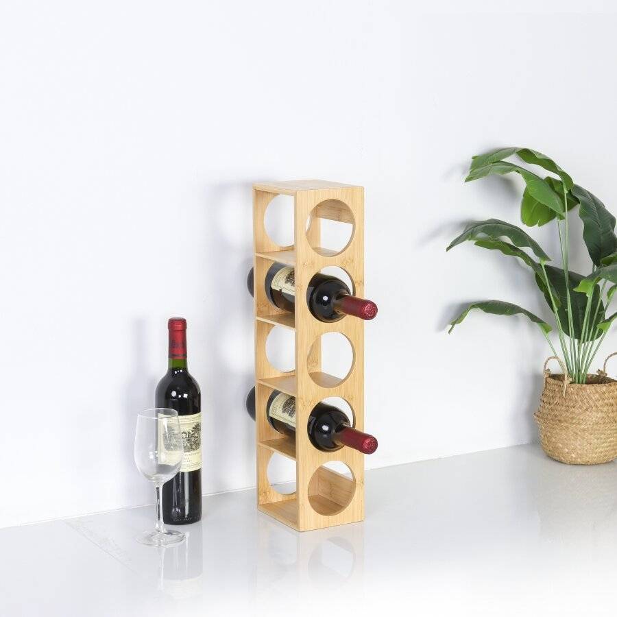 Woodluv Stackable Natural Bamboo Wood Wine Holder Unit
