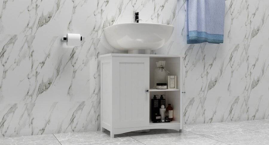 Woodluv Under Sink MDF  Bathroom Storage Cabinet - White