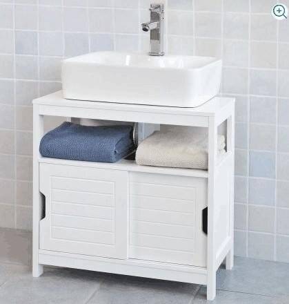 Woodluv Under Sink MDF  Bathroom Storage Cabinet With Shutter - White