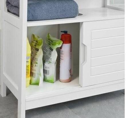 Woodluv Under Sink MDF  Bathroom Storage Cabinet With Shutter - White