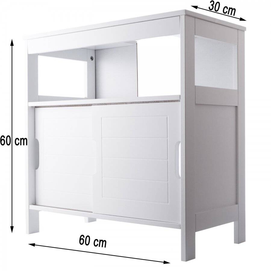 Woodluv Under Sink MDF  Bathroom Storage Cabinet With Shutter - White