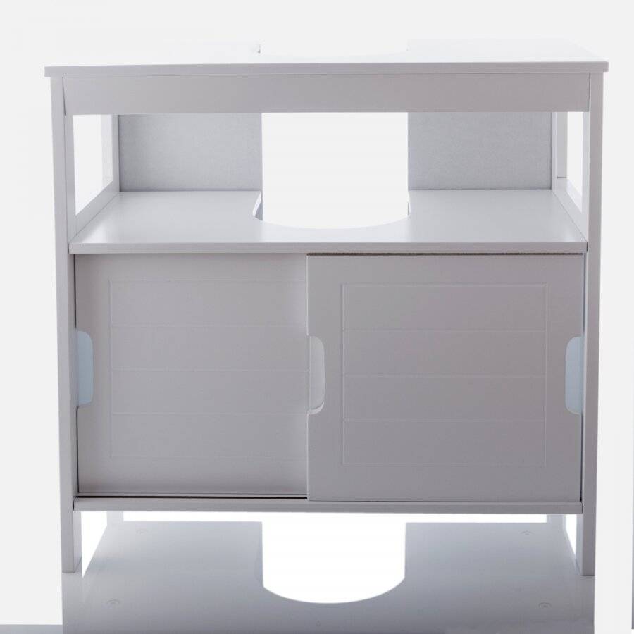 Woodluv Under Sink MDF  Bathroom Storage Cabinet With Shutter - White