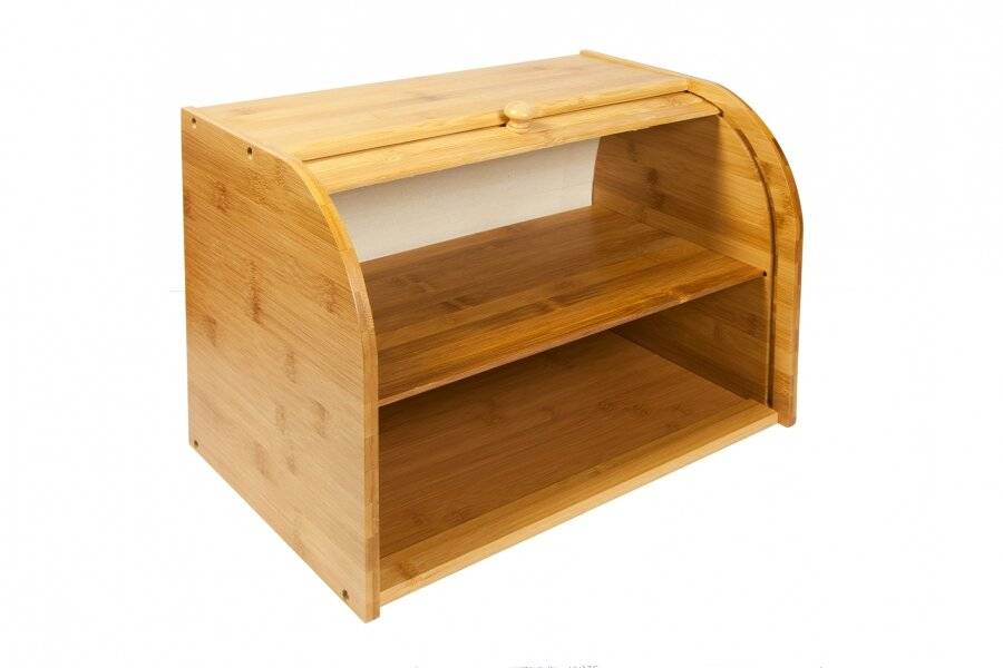 Woodluv Eco Friendly Bamboo Double Decker Roller Top Bread Bin