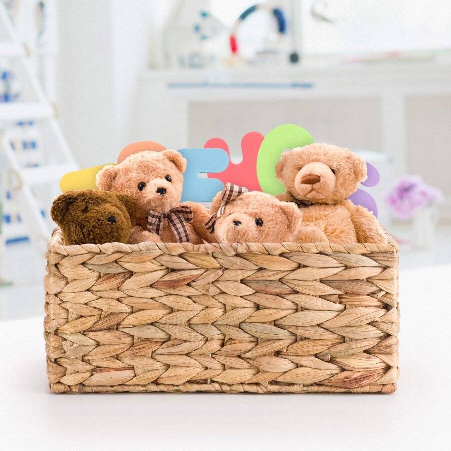 Woodluv Water Hyacinth Woven Shelf Storage Gift Hamper Basket - Medium