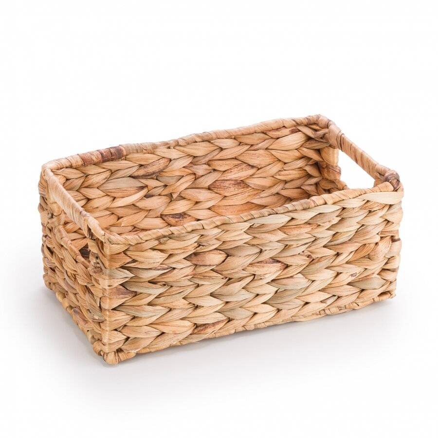 Woodluv Water Hyacinth Shelf Storage Basket With Lining - Small