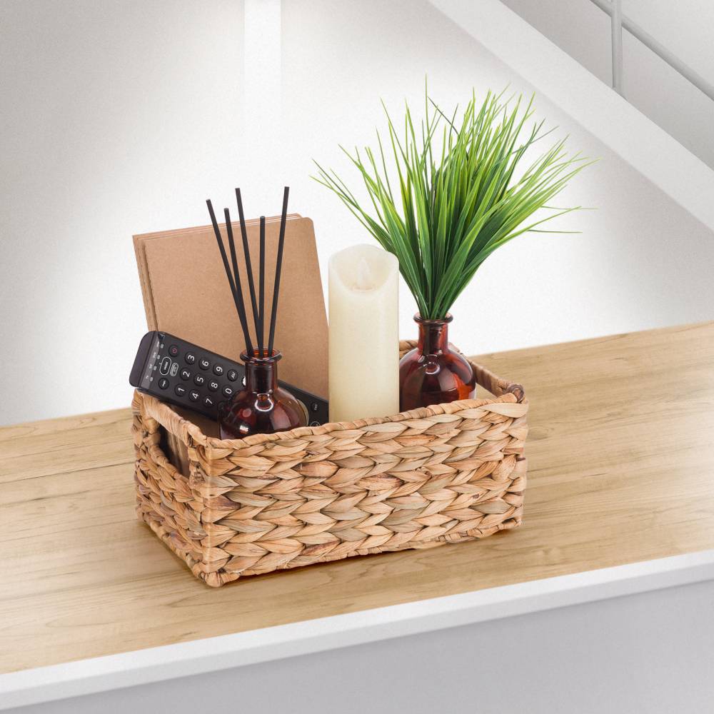 Woodluv Water Hyacinth Shelf Storage Gift Hamper Basket - Small