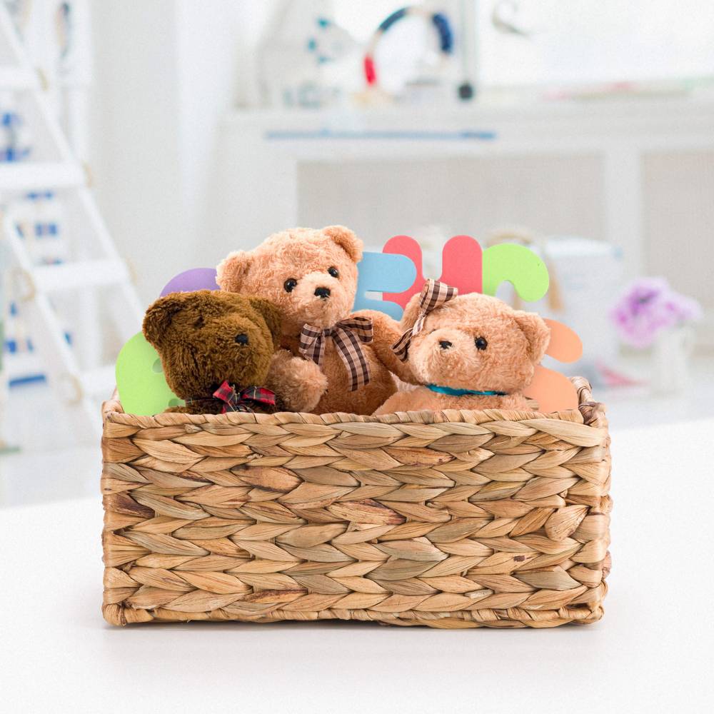 Woodluv Water Hyacinth Shelf Storage Gift Hamper Basket - Small