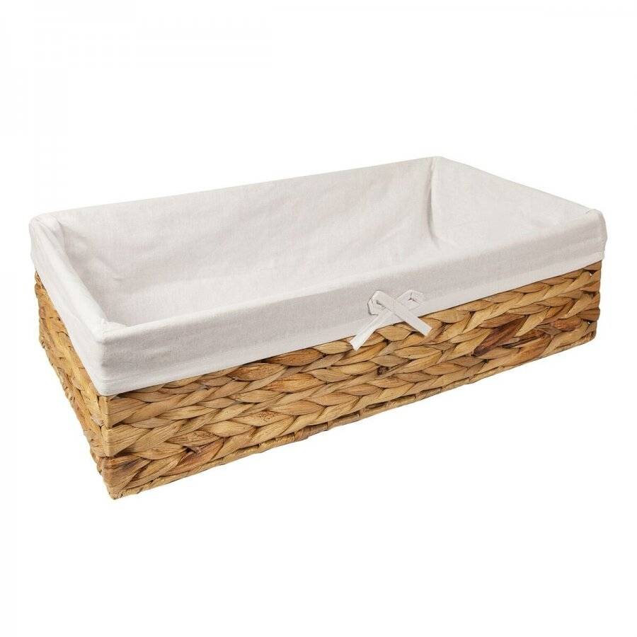 Woodluv Water Hyacinth Under Bed Storage Basket With Lining