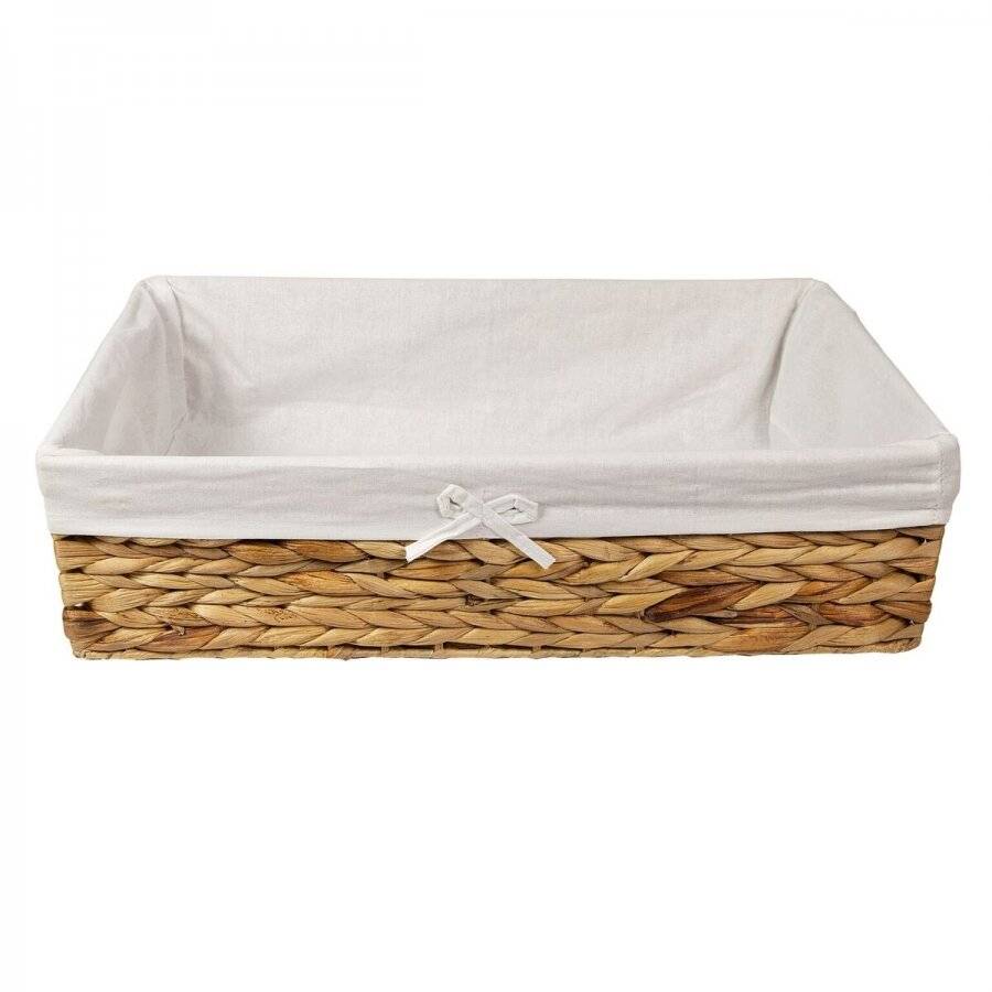 Woodluv Water Hyacinth Under Bed Storage Basket With Lining