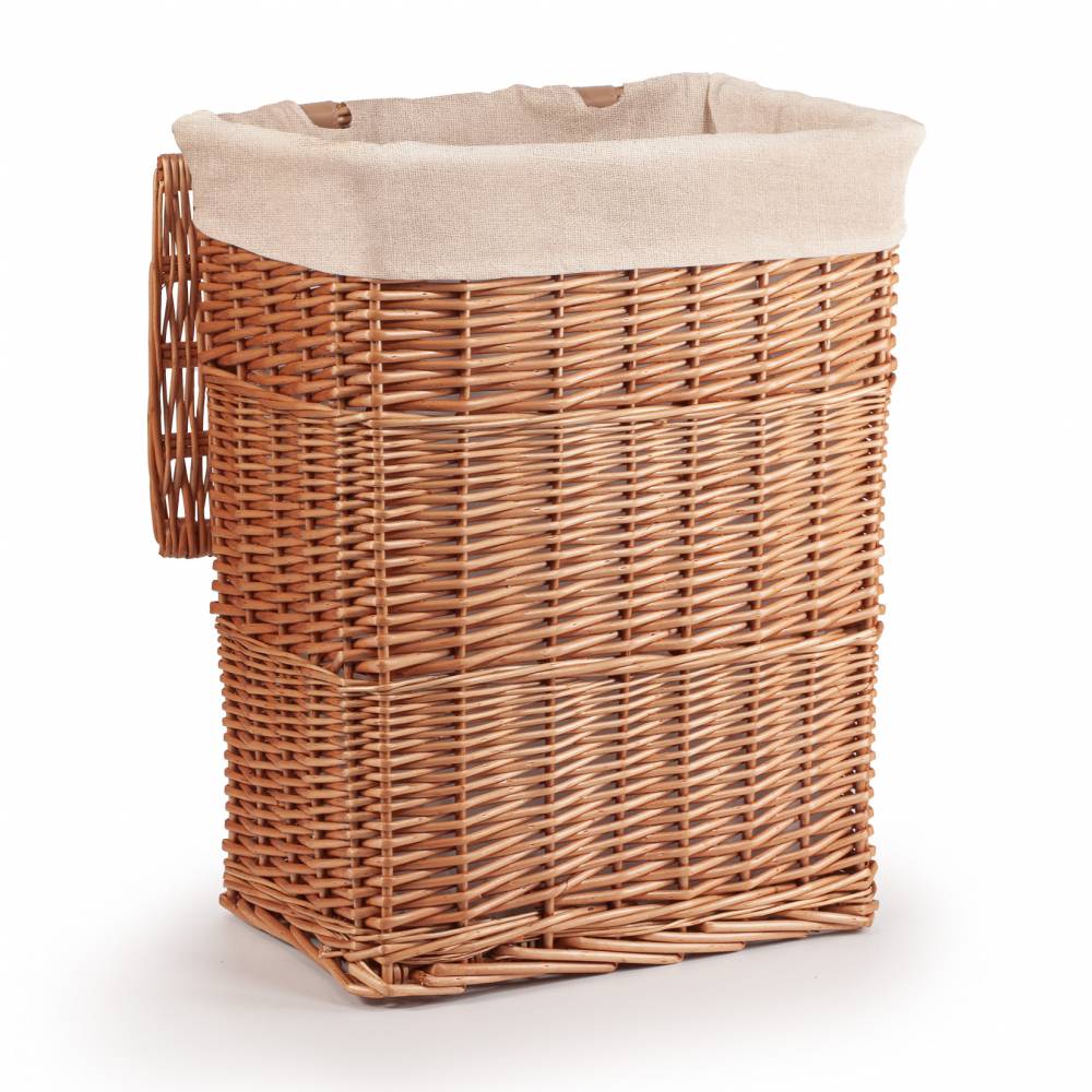 Woodluv Wicker Laundry Storage Basket with Lid, Natural - Medium