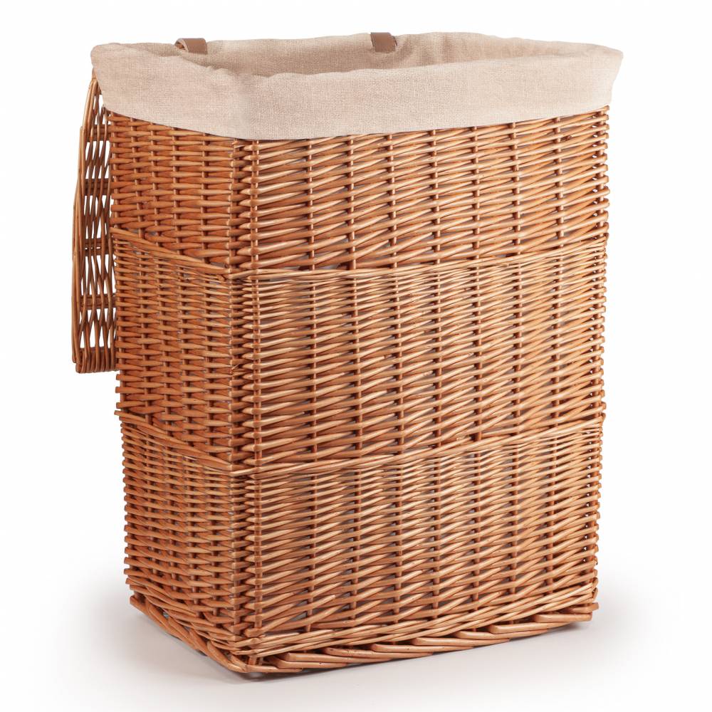 Woodluv Wicker Laundry Storage Basket with Liner, Large - Natural 