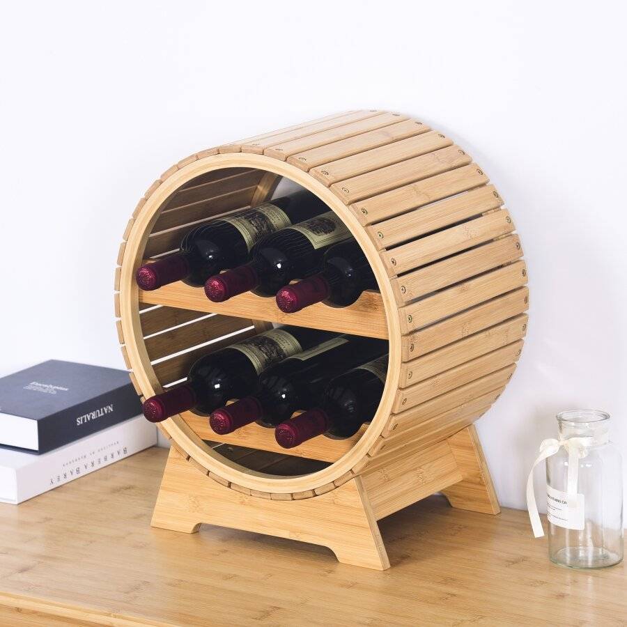 Woodluv Wine Rack, Bamboo Wine Holder, Rustic Rack For Wine Storage
