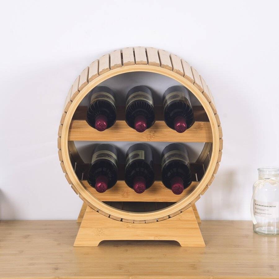 Woodluv Wine Rack, Bamboo Wine Holder, Rustic Rack For Wine Storage