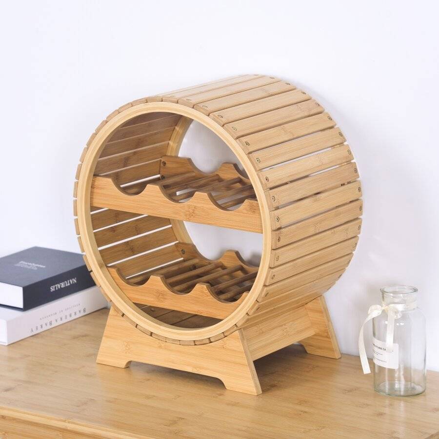 Woodluv Wine Rack, Bamboo Wine Holder, Rustic Rack For Wine Storage