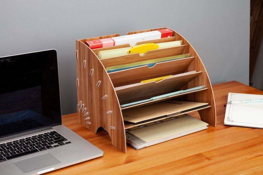 Woodluv Wooden Documents, Paper or File Organizer For office & Home