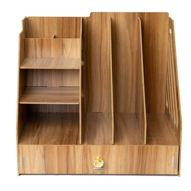 Woodluv Wooden 5 Compartment Desk Organizer|Elite Housewares