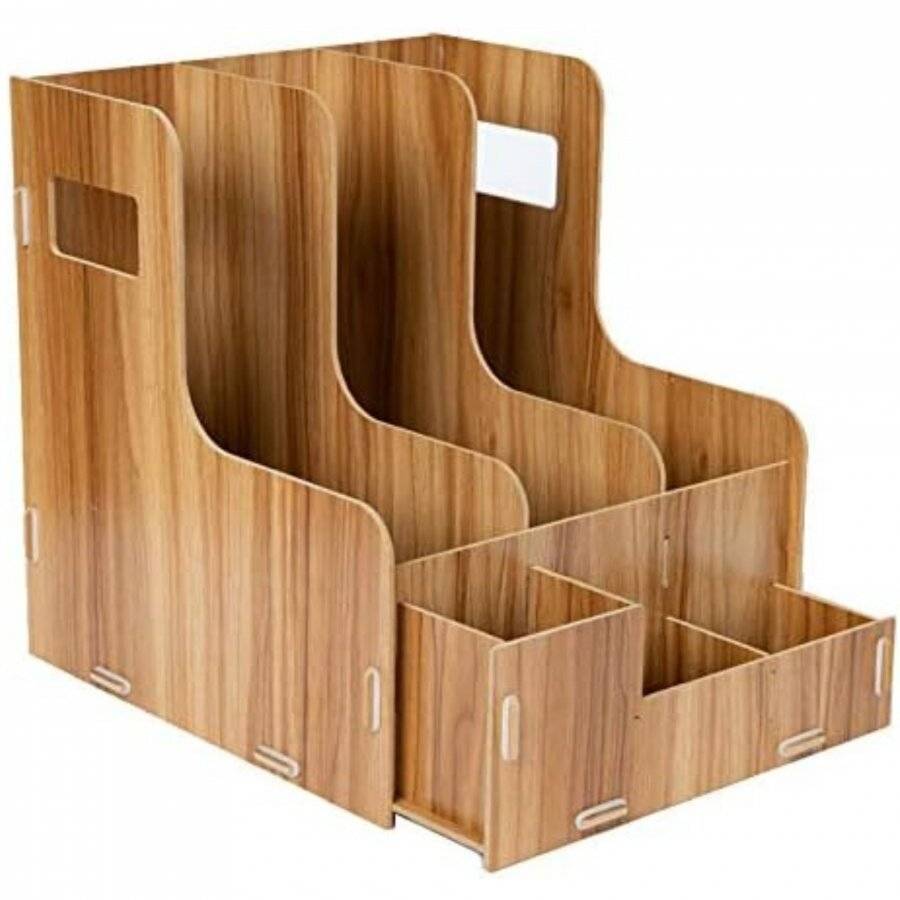 Woodluv Wooden Multifunctional office Stationery Organizer