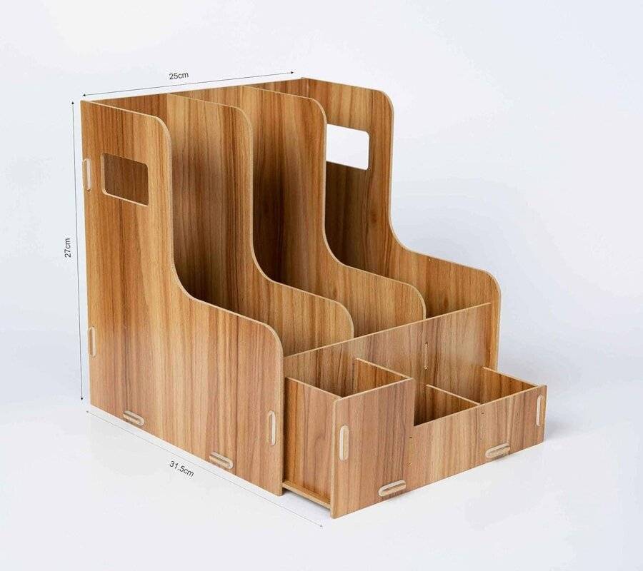 Woodluv Wooden Multifunctional office Stationery Organizer