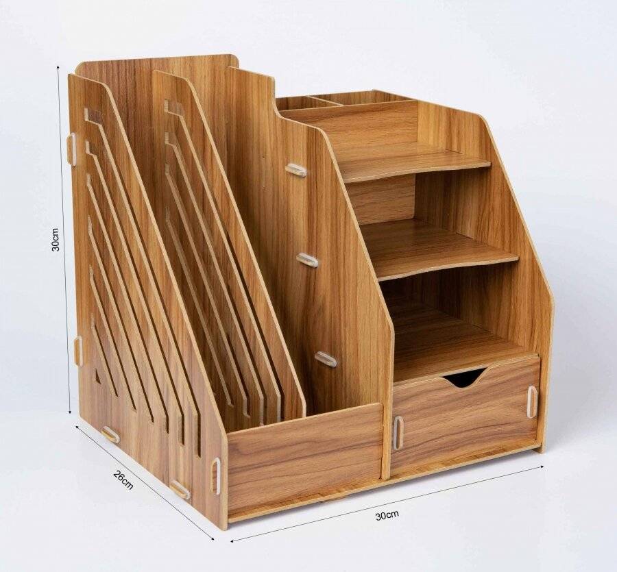 Woodluv Wooden Multifunctional Square Makeup or Stationery Organizer