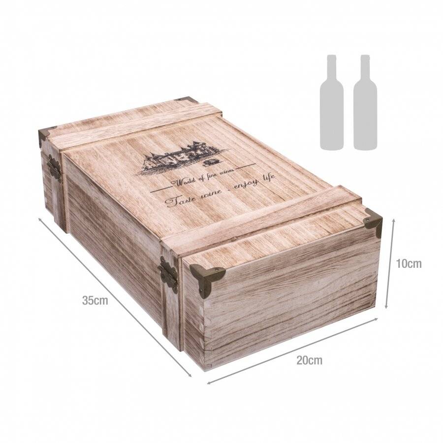 Woodluv Wooden Vintage Single Wine  Bottle Gift Box With Handle