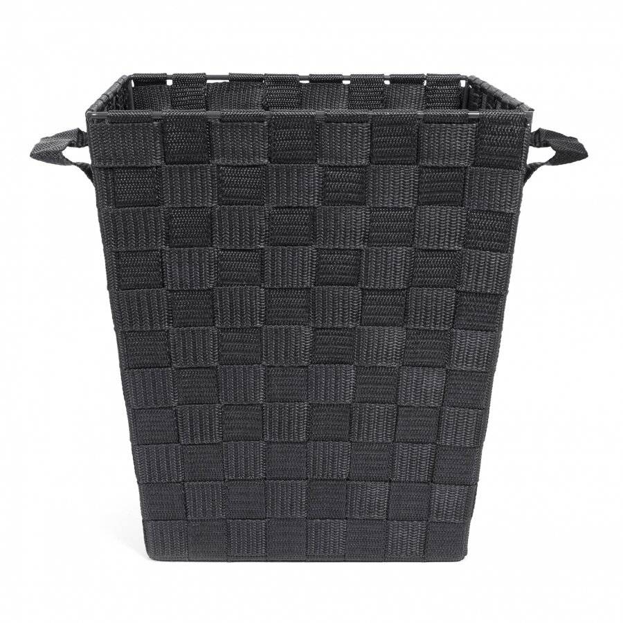 EHC Woven Waste Paper Bin Basket With Hollow Handle - Black
