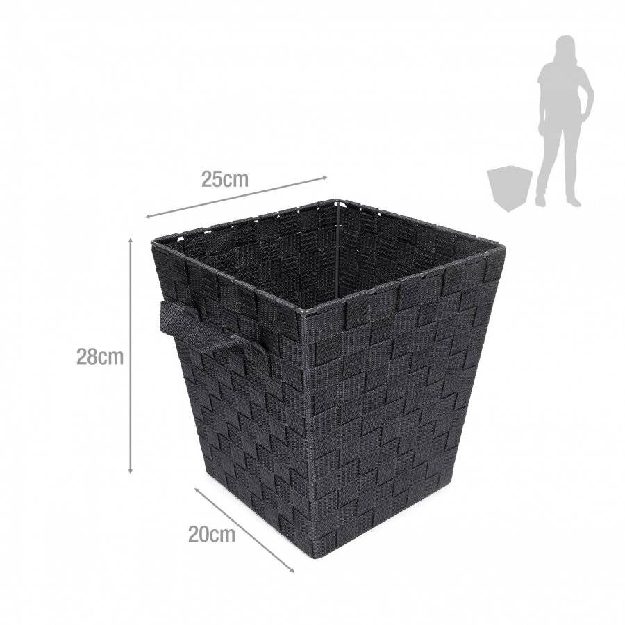EHC Woven Waste Paper Bin Basket With Hollow Handle - Black