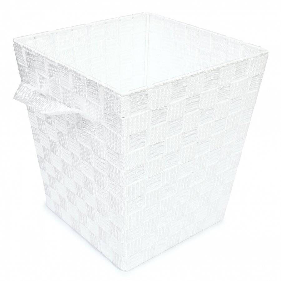 EHC Woven Waste Paper Bin Basket With Hollow Handle - White