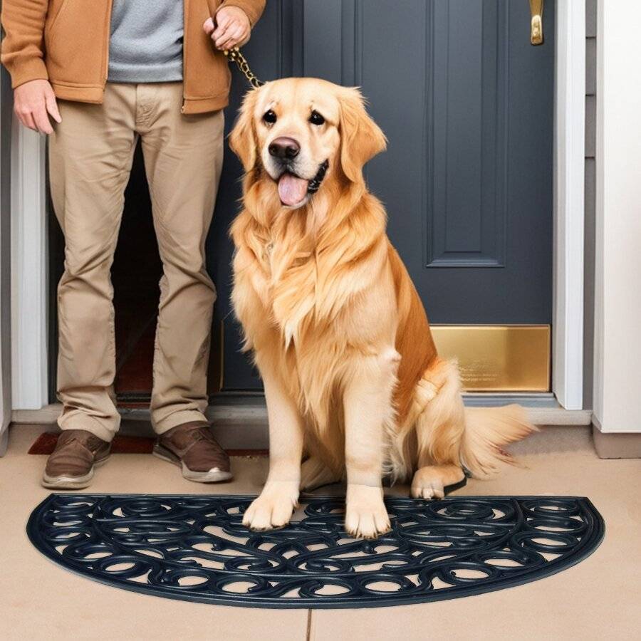 Wrought Effect Anti Slip Large Half Moon, Double Sided Door Mat